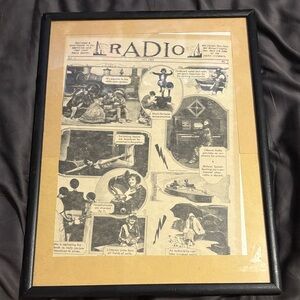 Vintage Radio Newspaper *reprint in Black Frame